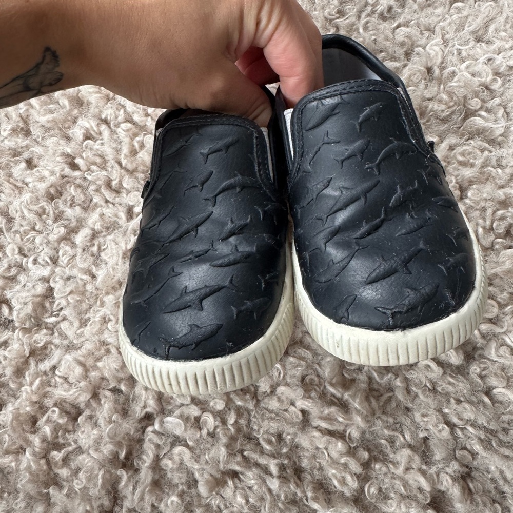 🦈 Carter's Black Quilted Shark Kids Slip On Sneakers